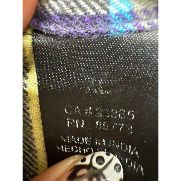 O'Neill Women's Yellow Gray 100% cotton button up flannel long sleeve shirt XL - Picture 8 of 8